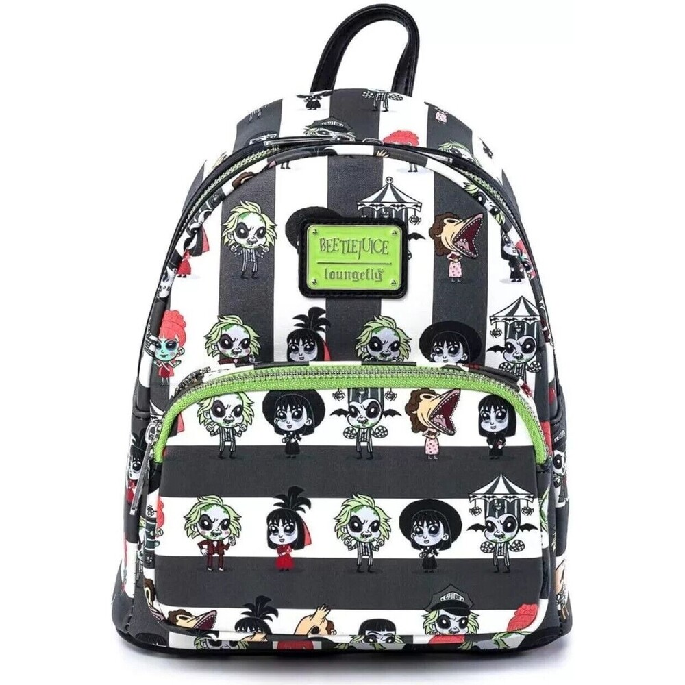 Loungefly Beetlejuice Chibi Mini Backpack Double Shoulder Strap Bag Purse